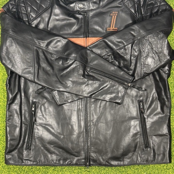 Harley Davidson Victory Sweep Size XXL Leather Jacket Black 98012-21VM **READ** - Picture 2 of 11